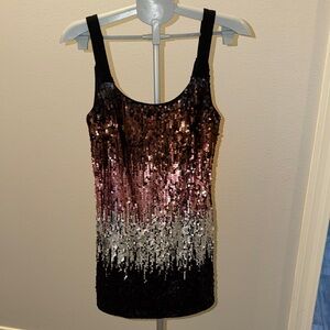 Aqua Sequin Gradient Tank Top